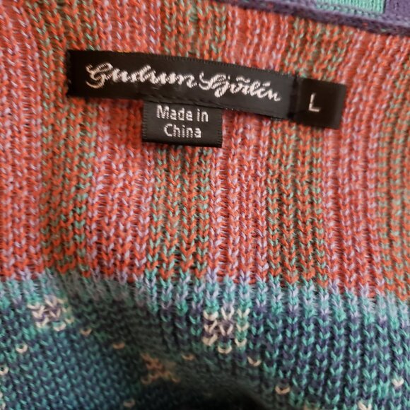 Square neck Gudrun blue floral cotton sweater - Picture 2 of 3